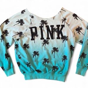 VS PINK Palm Tree Sweatshirt Ombre Beach Shirt Coconut Girl Victoria’s Secret XS